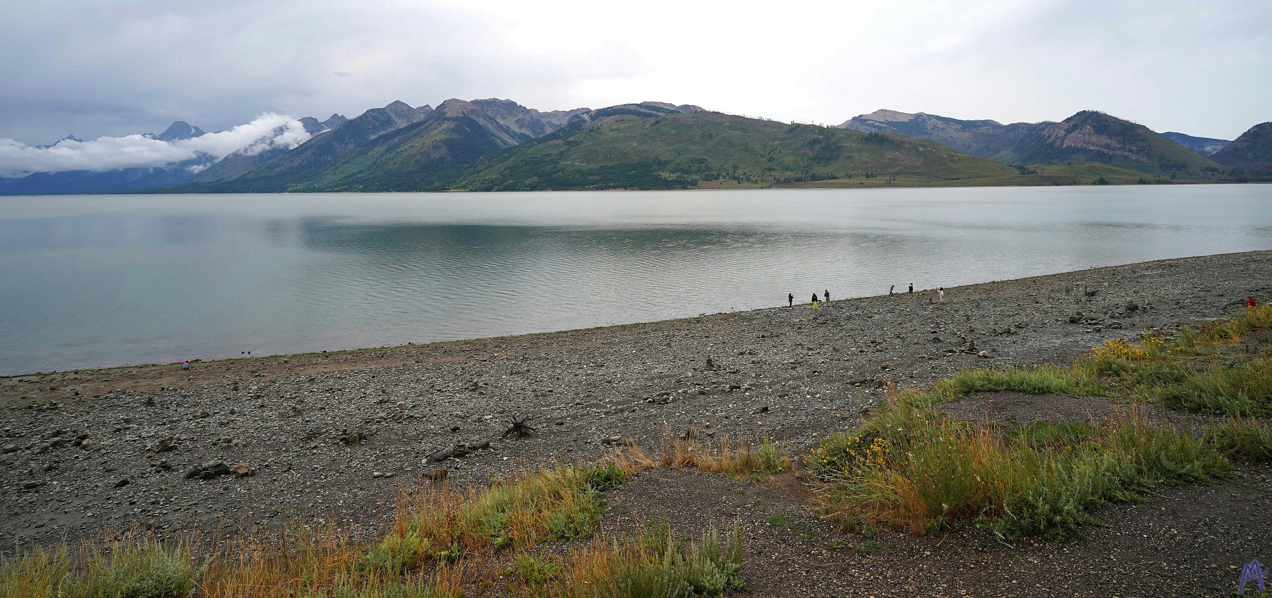 Lake with stony beach at Grand Teton