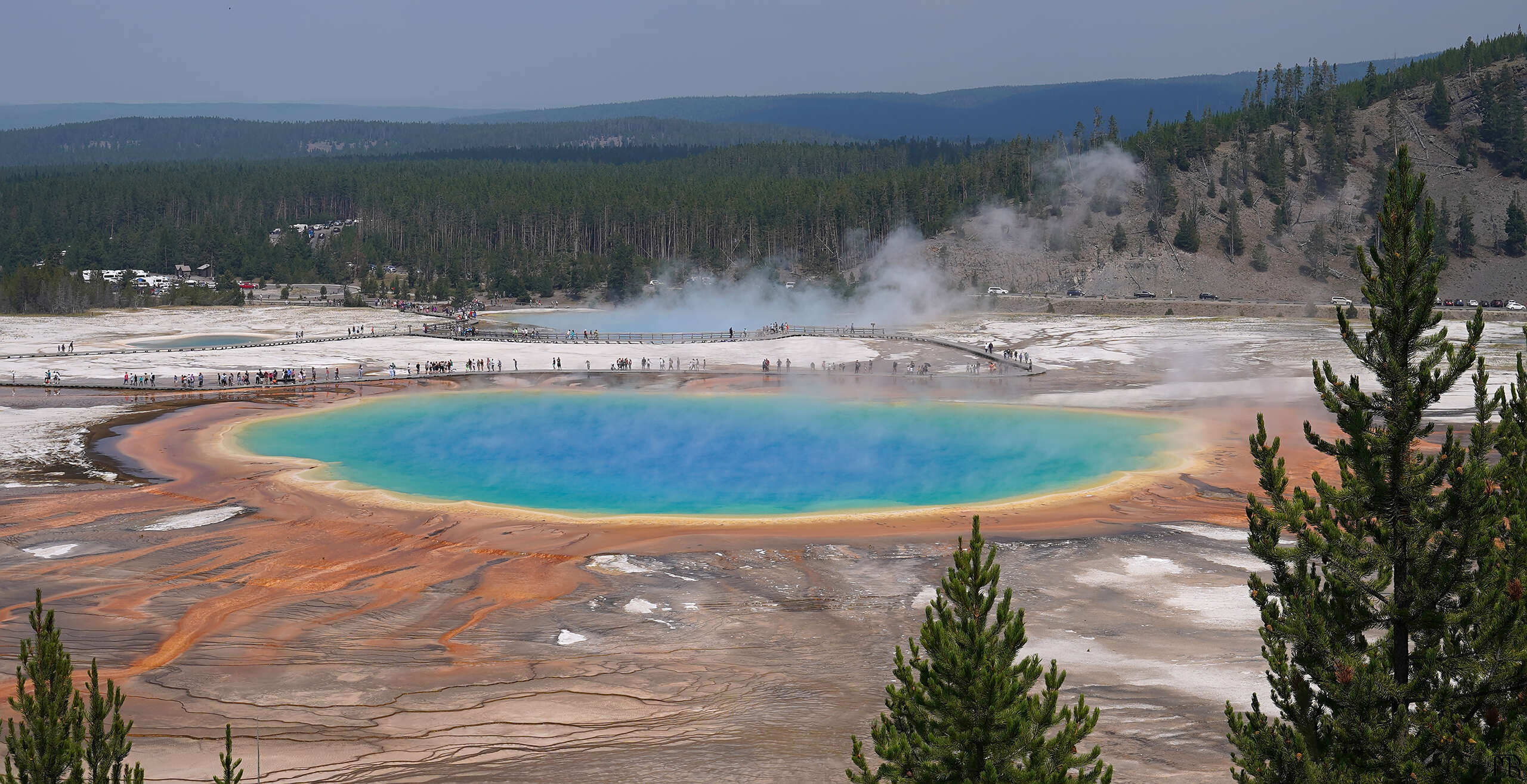 A high view of the Grand Prismatic Spring