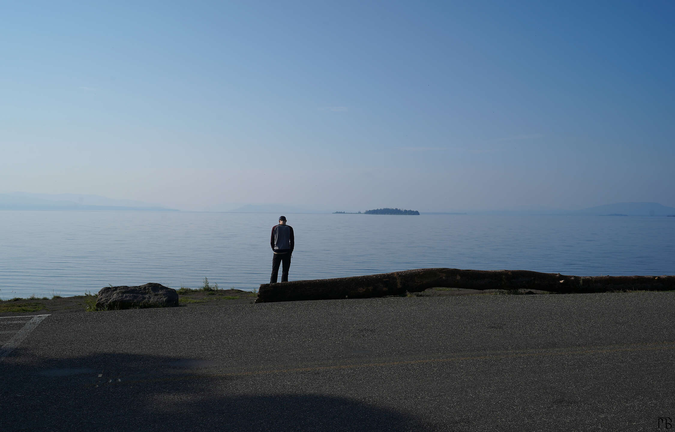 My brother looking out at the lake