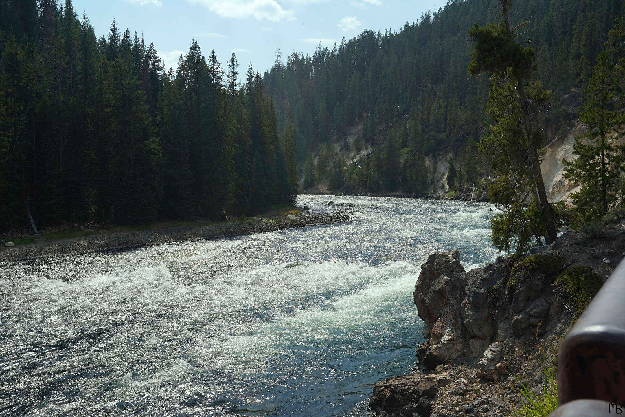 The river coming up to the falls
