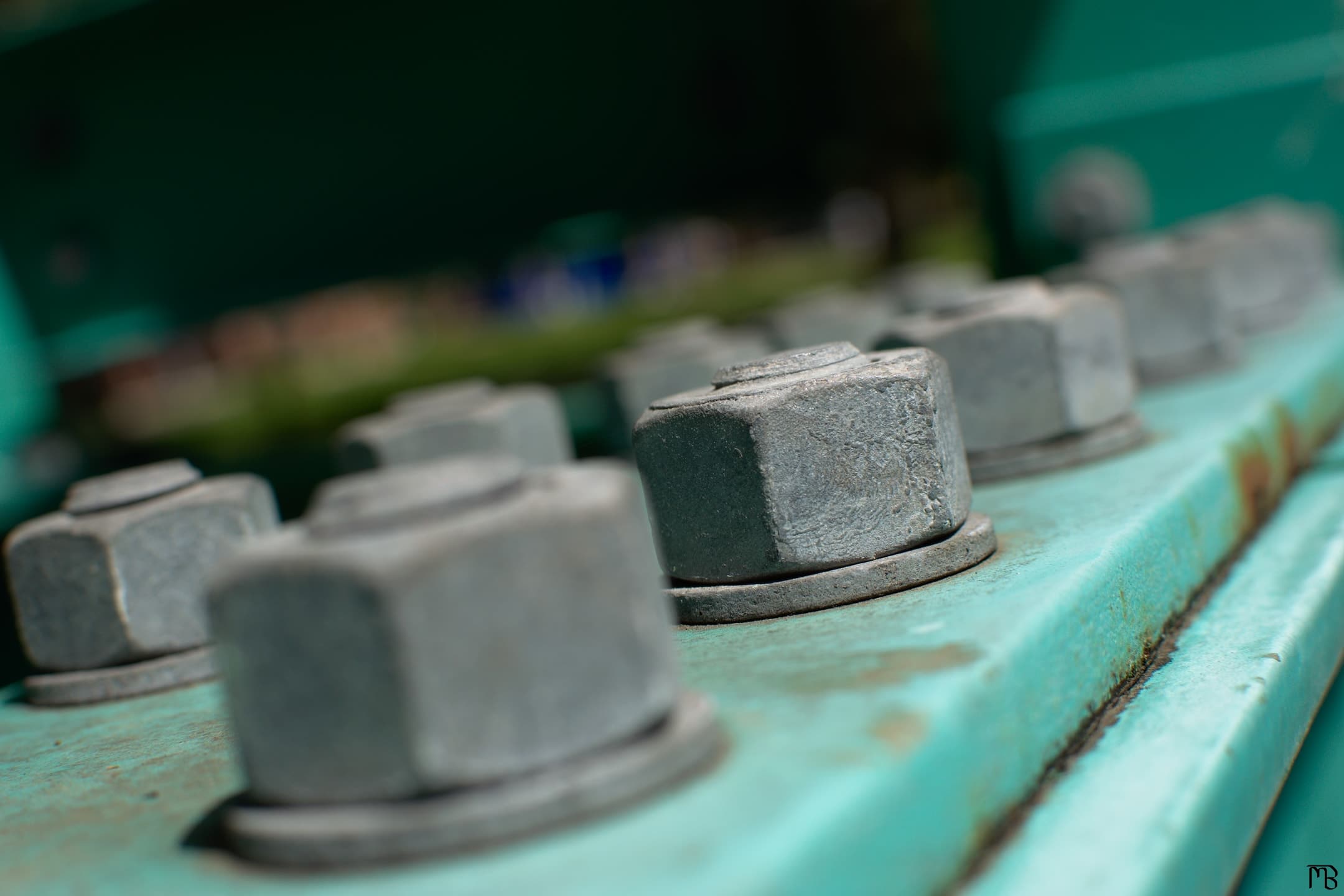 Nuts on a blue statue