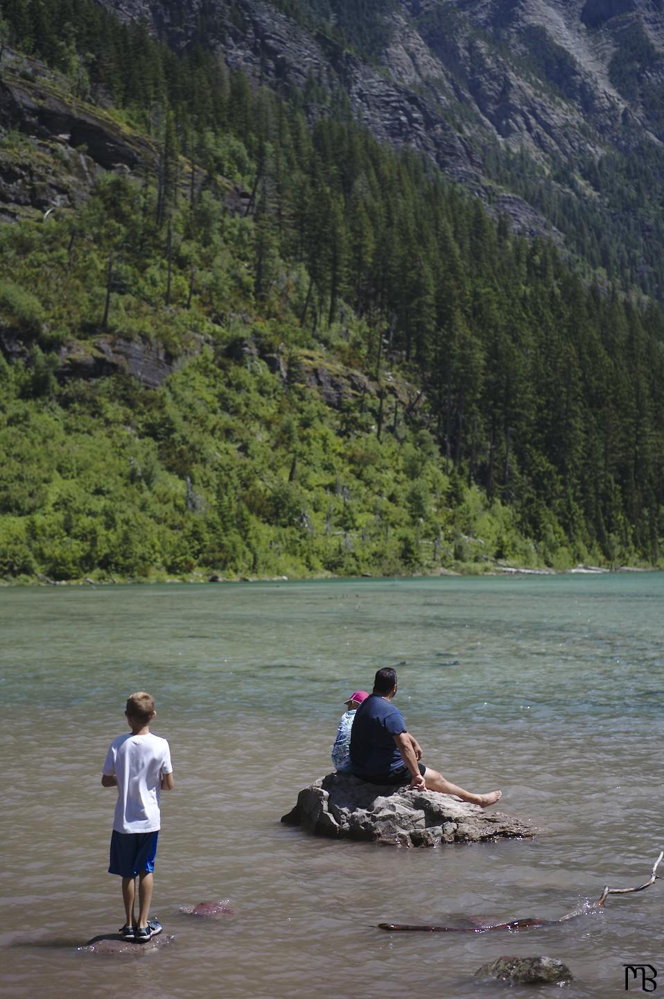 People standing in lake