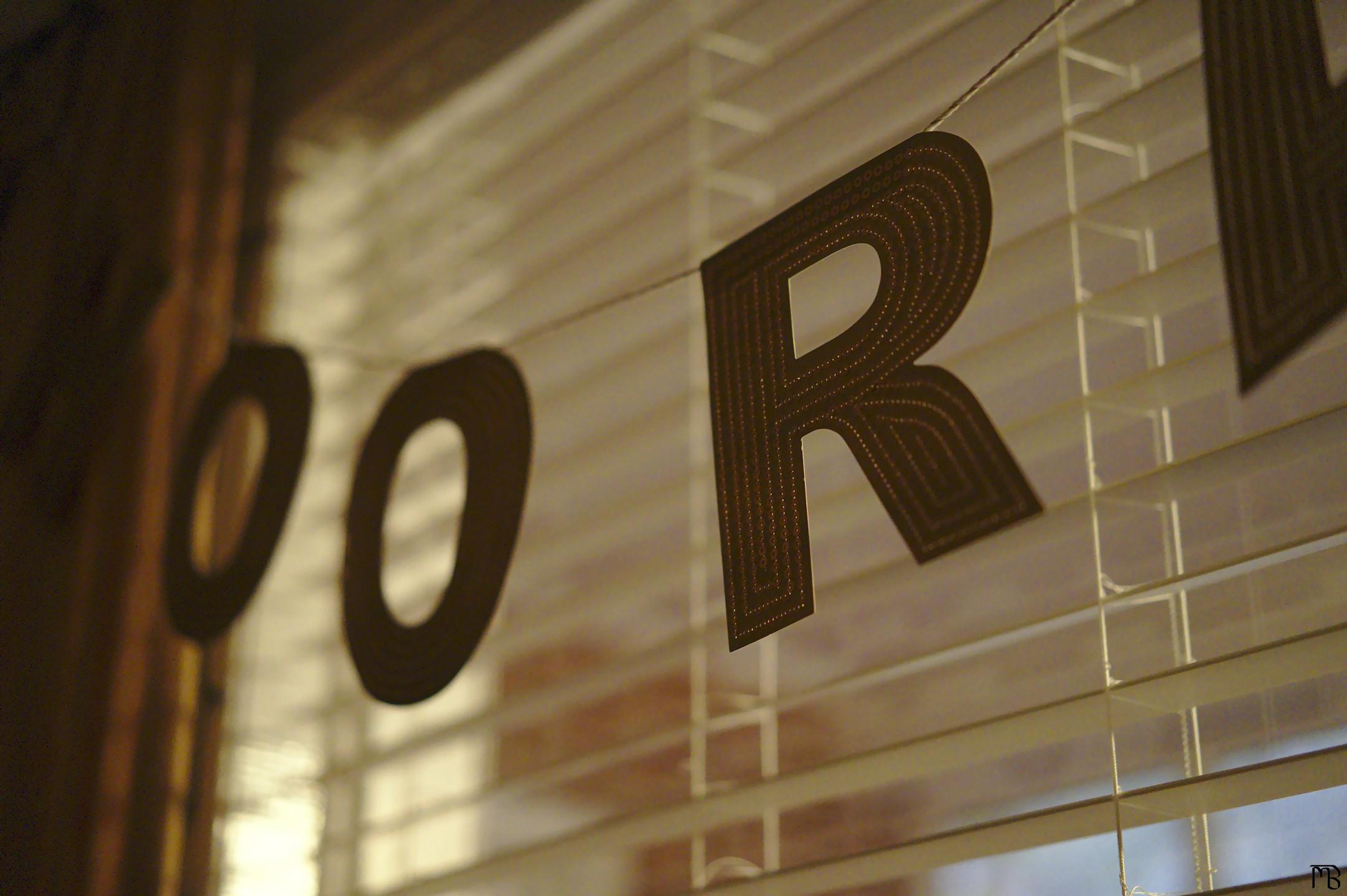 Letter R hanging infront of window