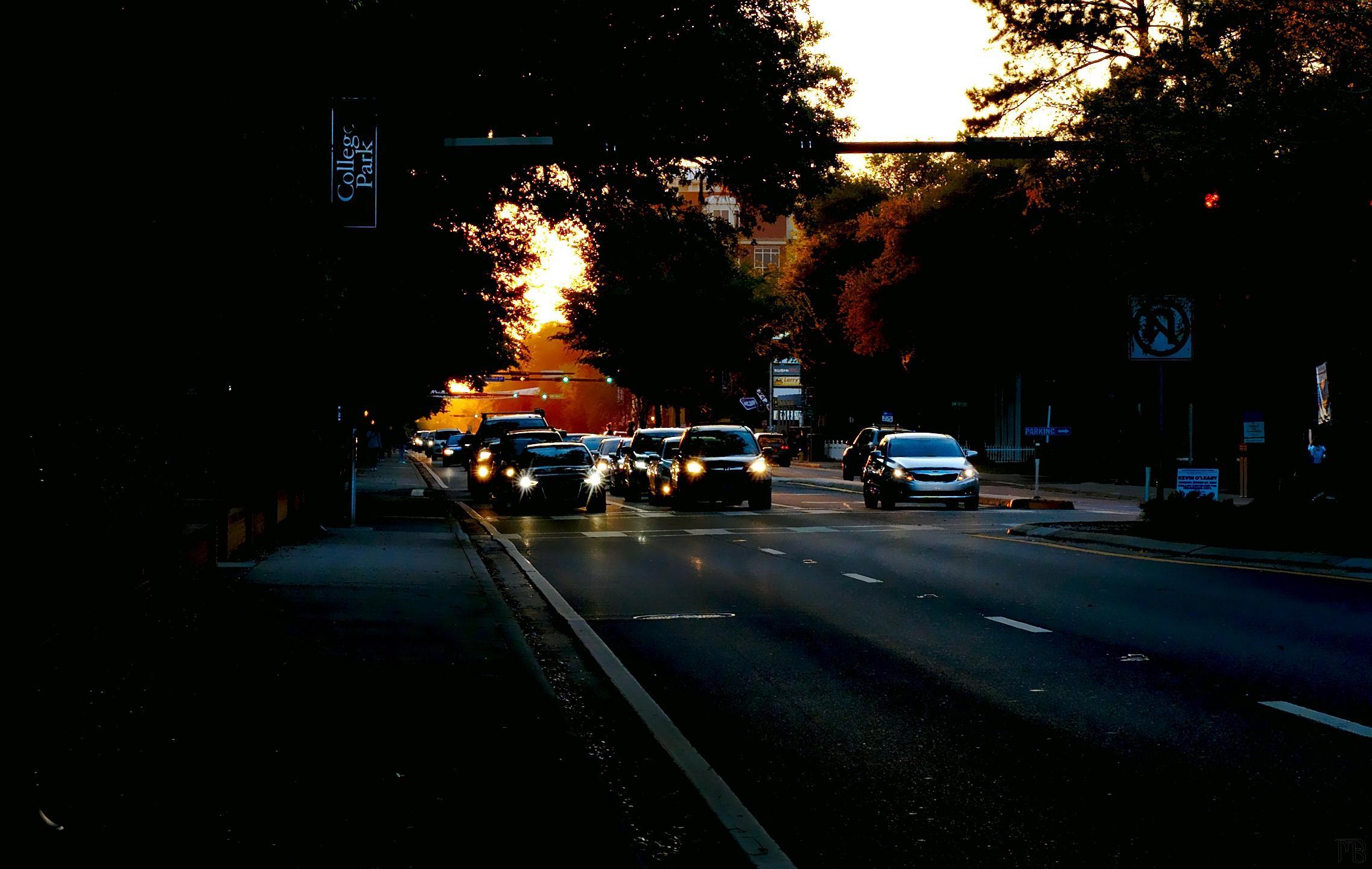 Arty sunset over traffic