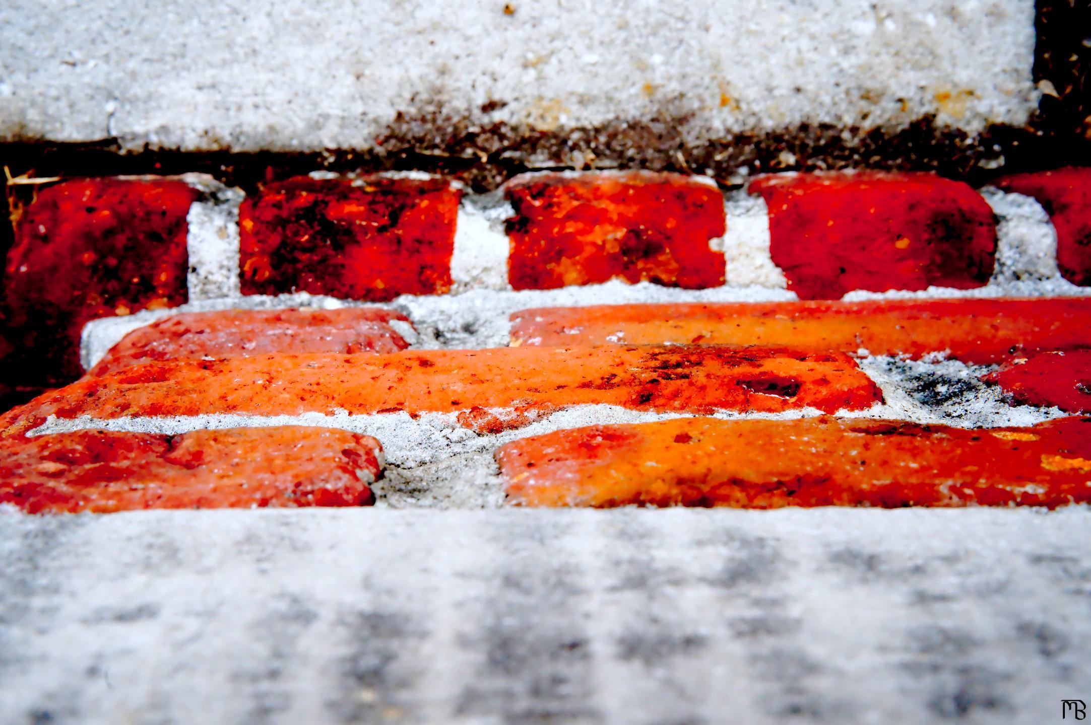 Arty red and white brick wall