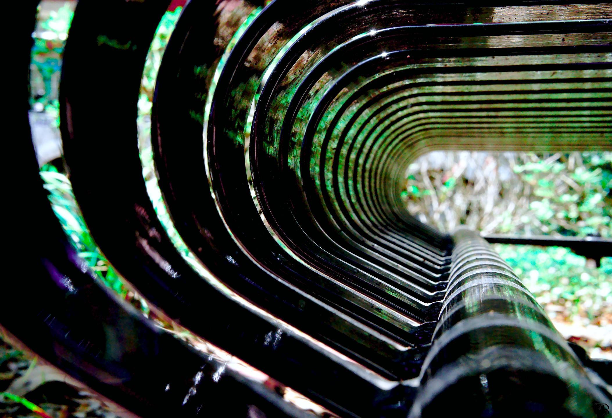 Arty underside of metal bench