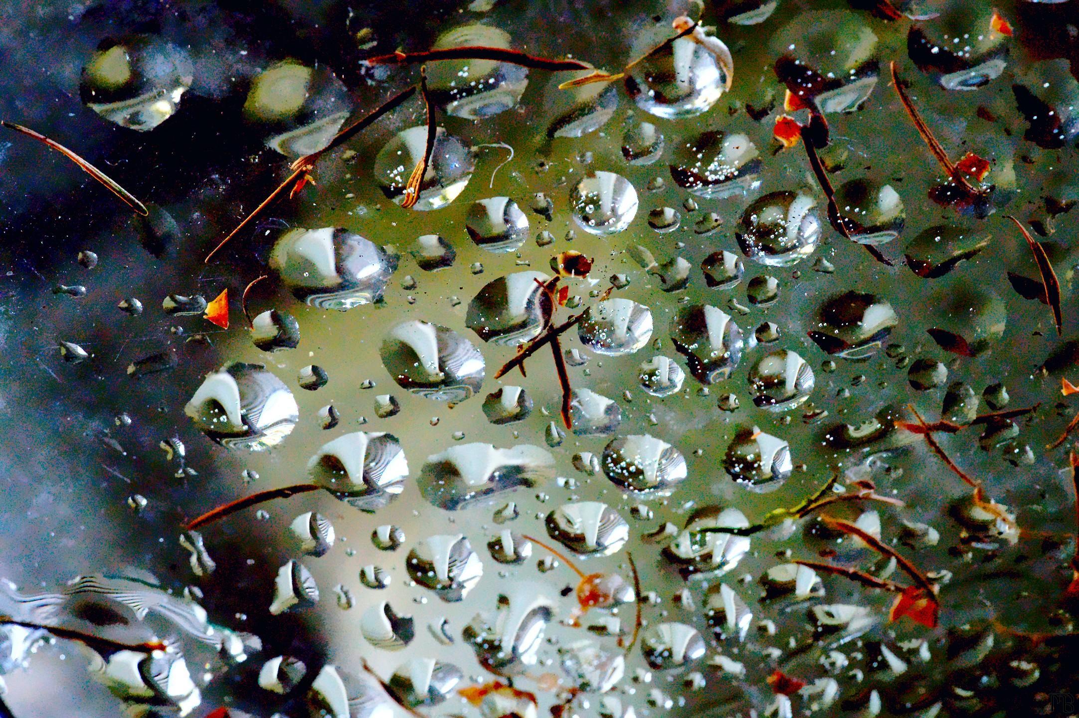 Arty water drops on glass