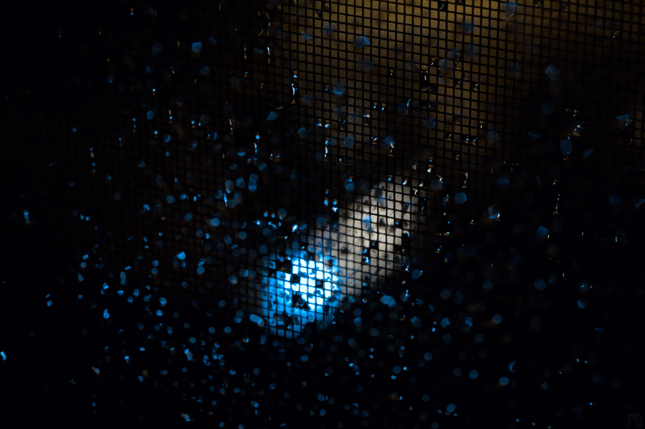Rain drops with blue light 