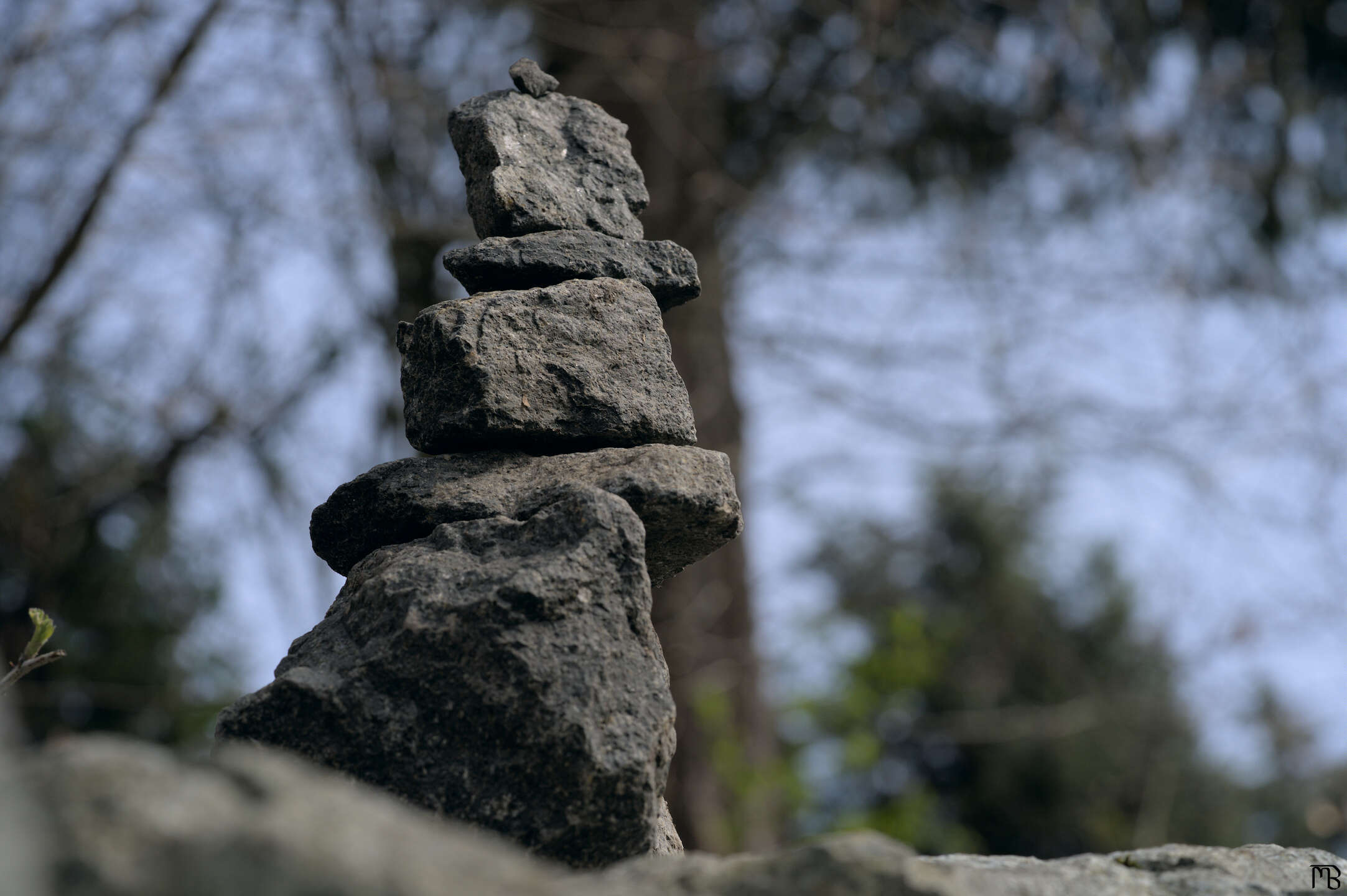 Stacked stones on rock