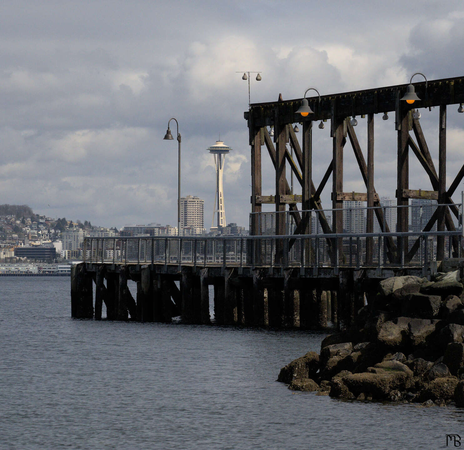 Space Needle across pier