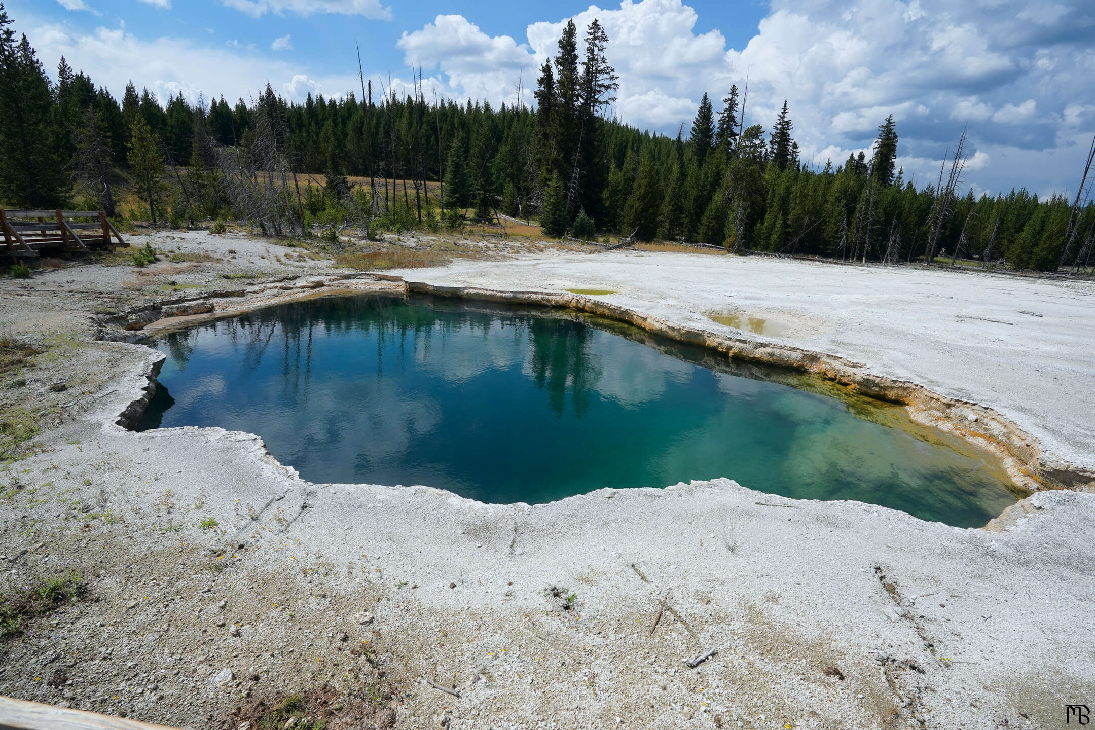 Blue and green hot spring at Yellowstone