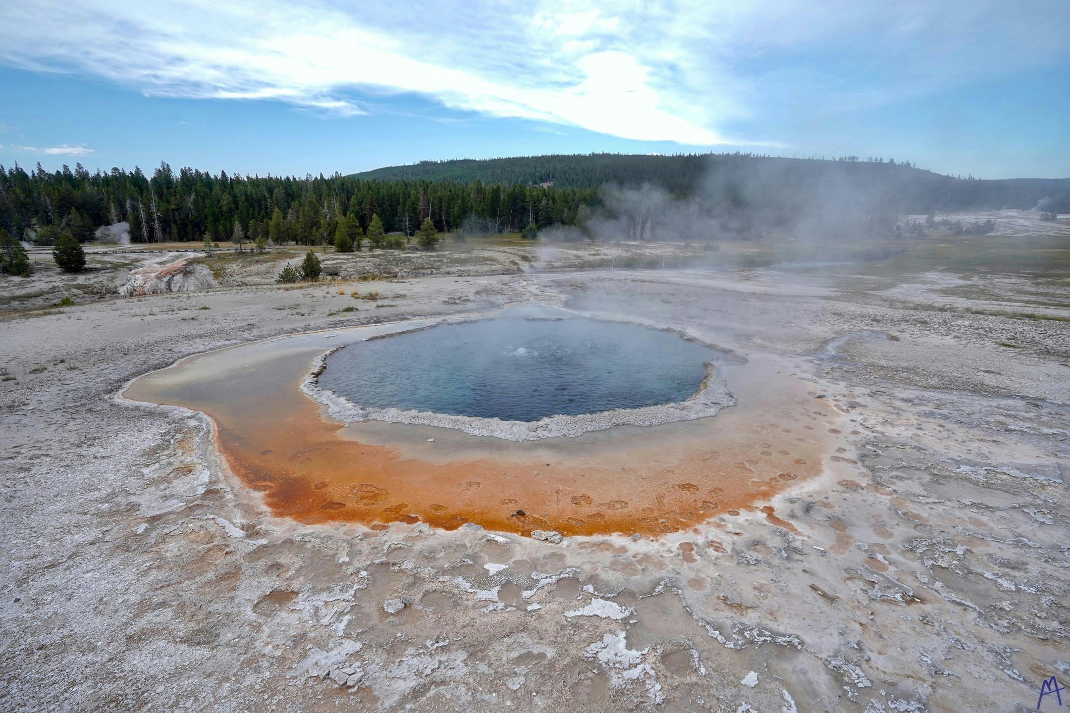 Blue and orange hot spring at Yellowstone