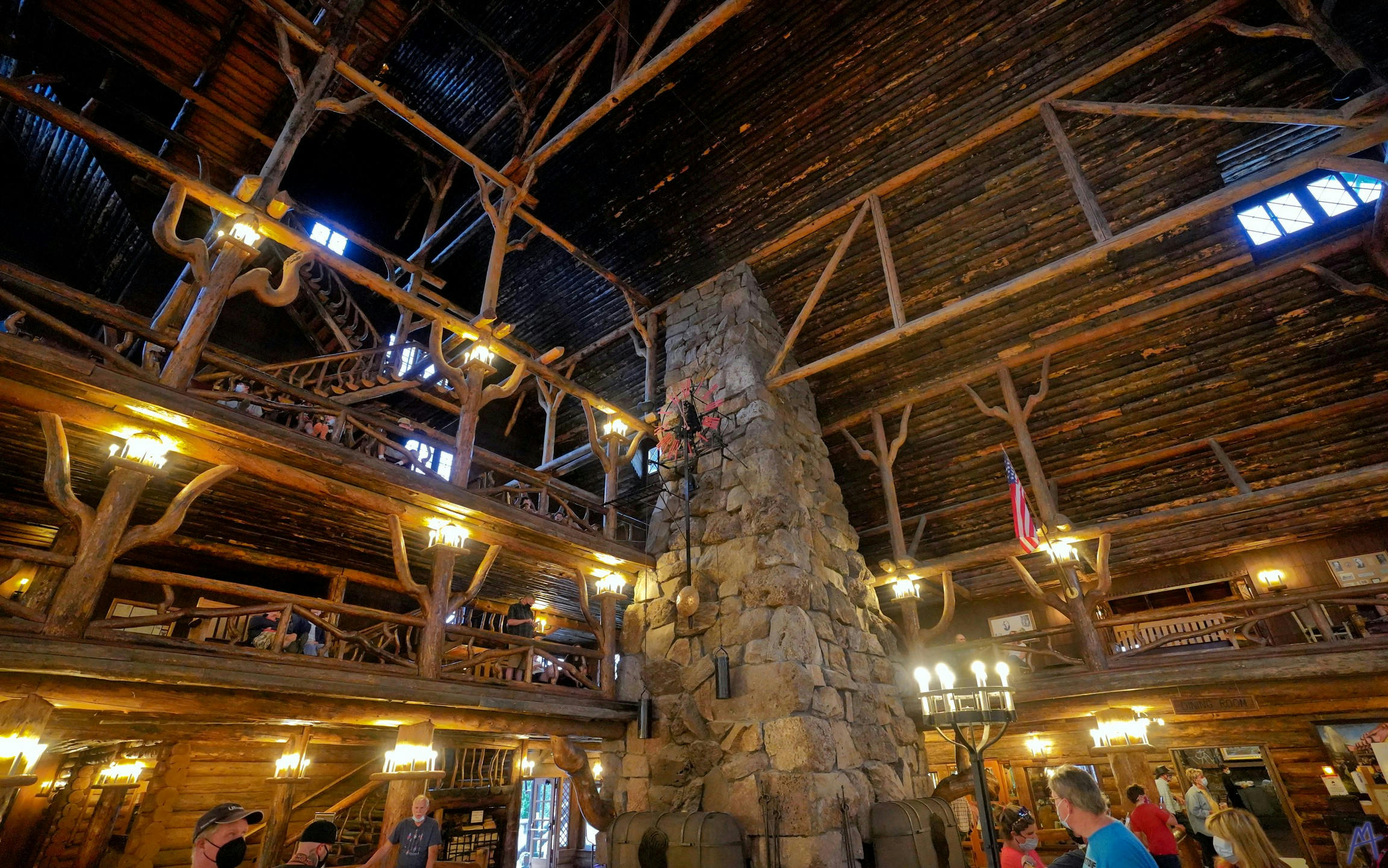 Rock chimney in lodge at Yellowstone