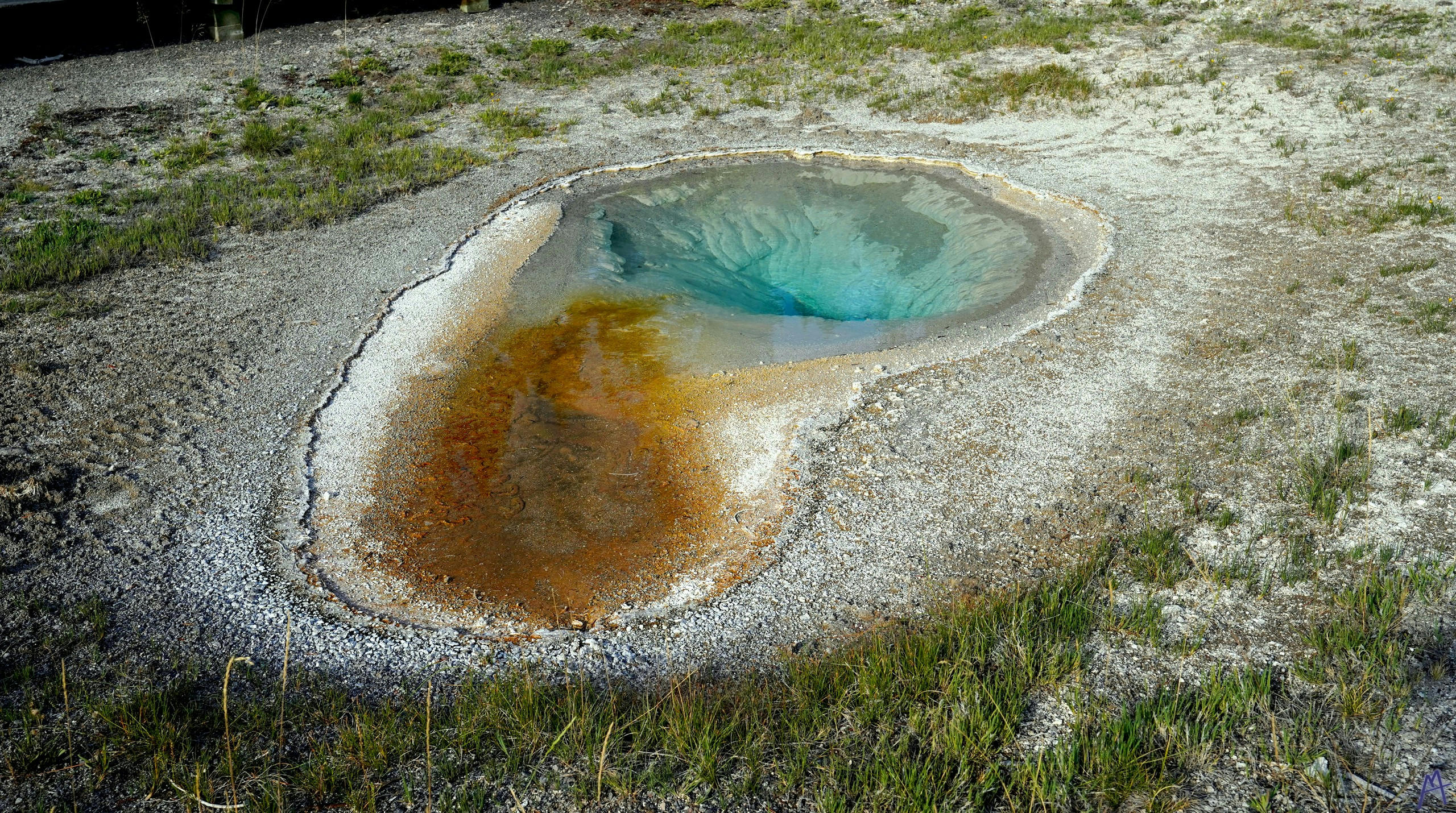 Blue and orange hot spring at Yellowstone