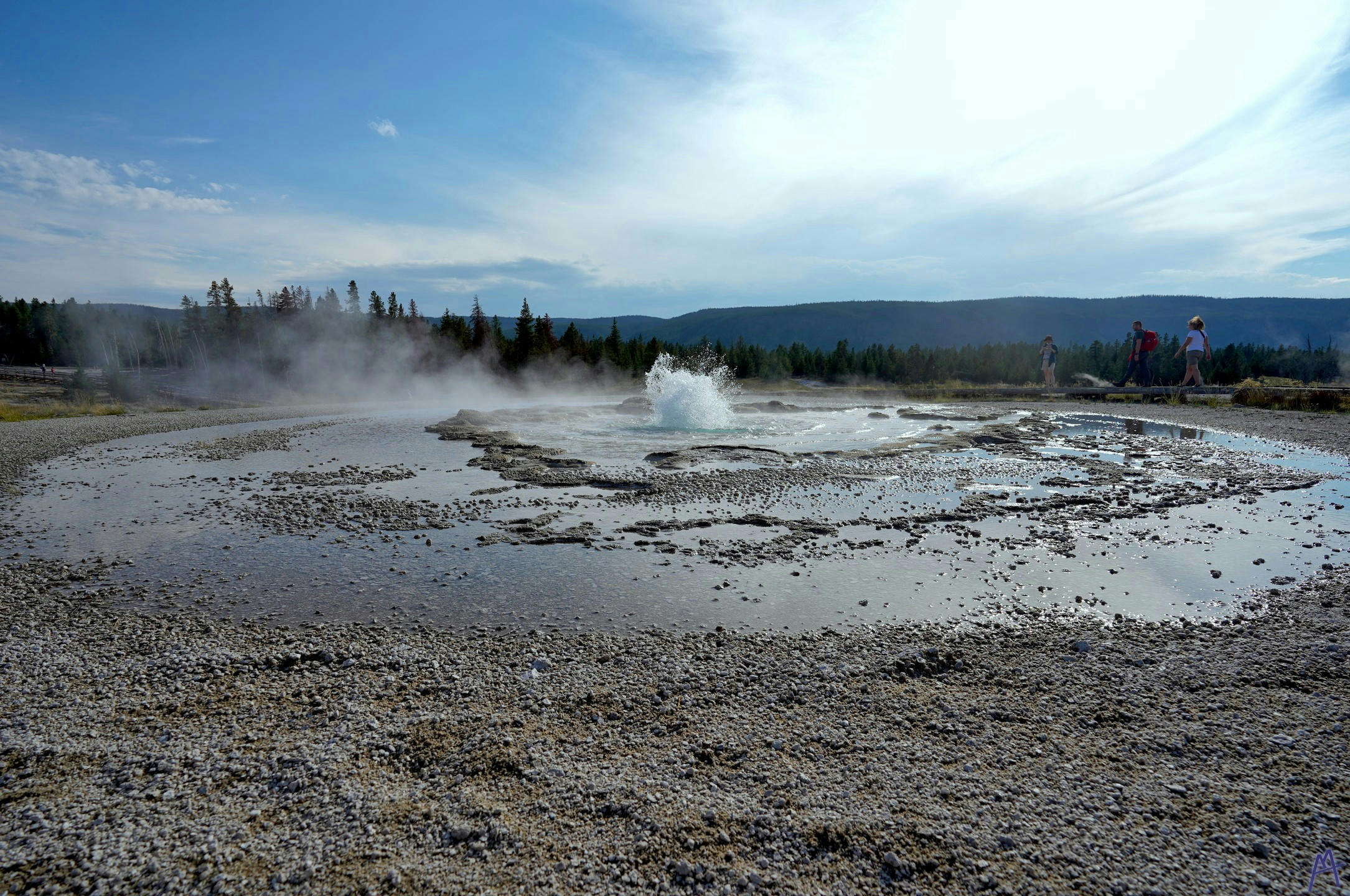 Circle of geyser bubbling at Yellowstone