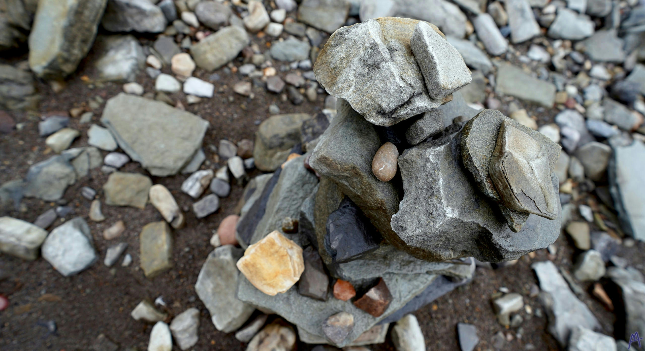 Stack of rocks and stones on beach at Grand Teton