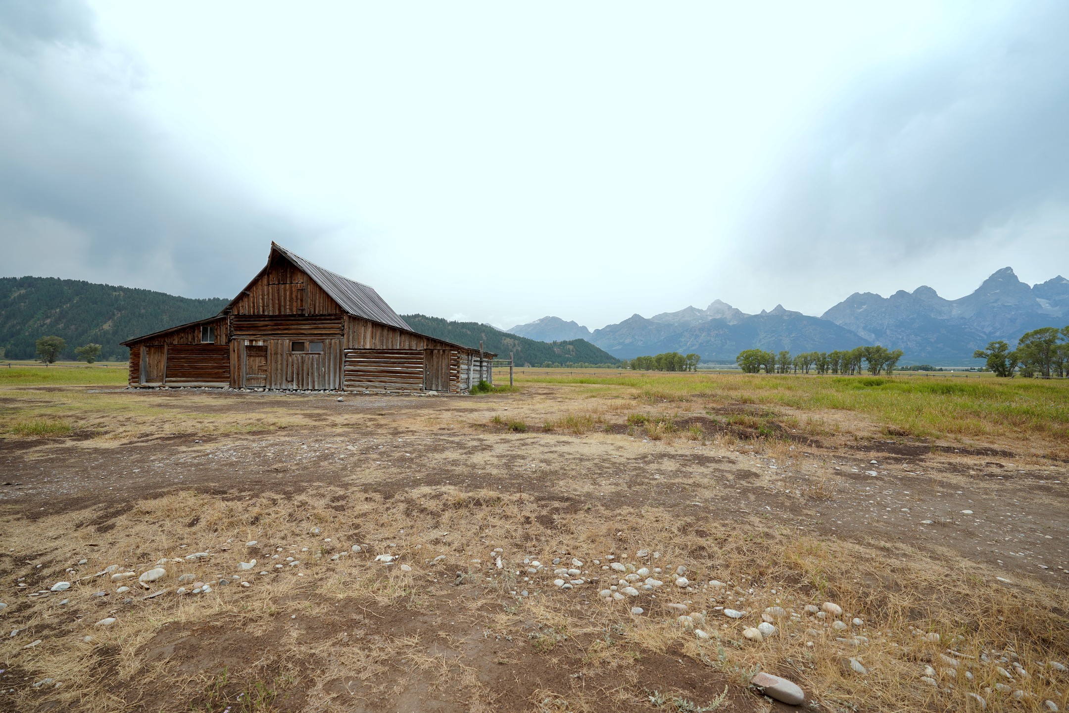 Barn with mountains in the background at Grand Teton