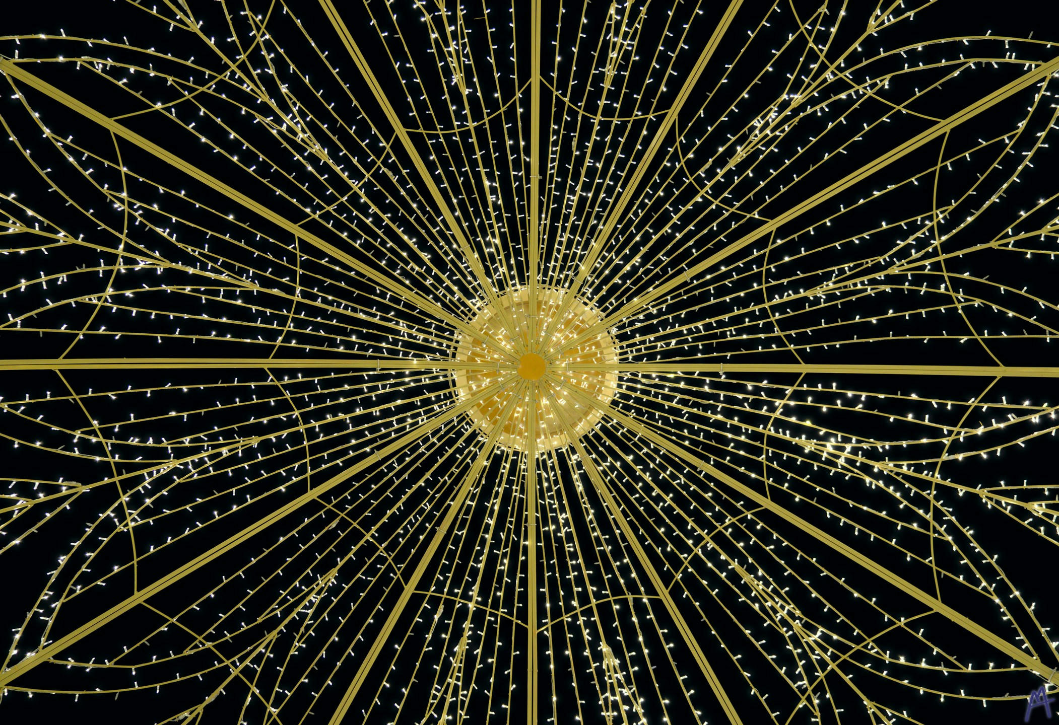 Pattern of yellow Christmas lights