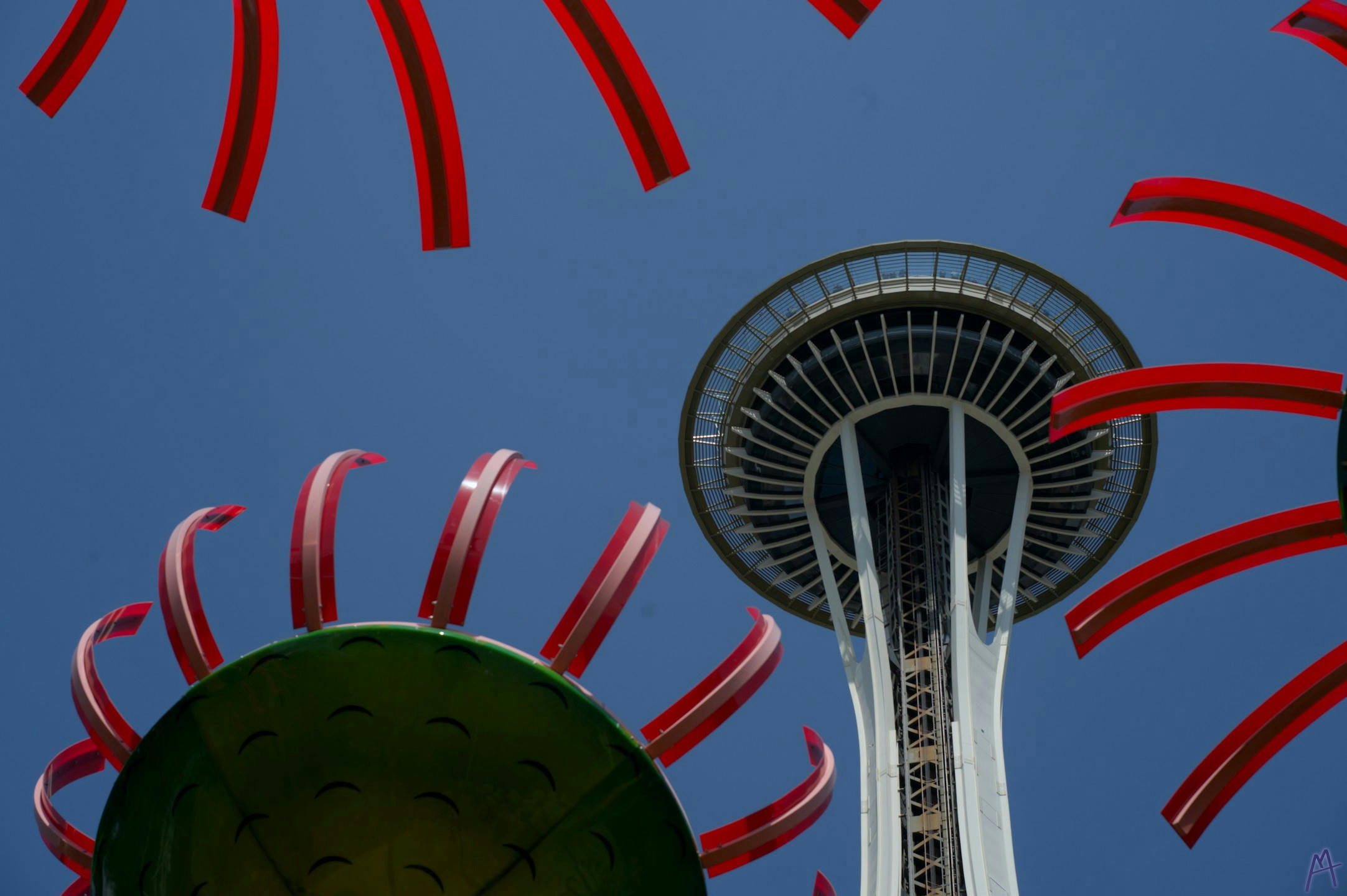 Glass flowers with the Space Needle