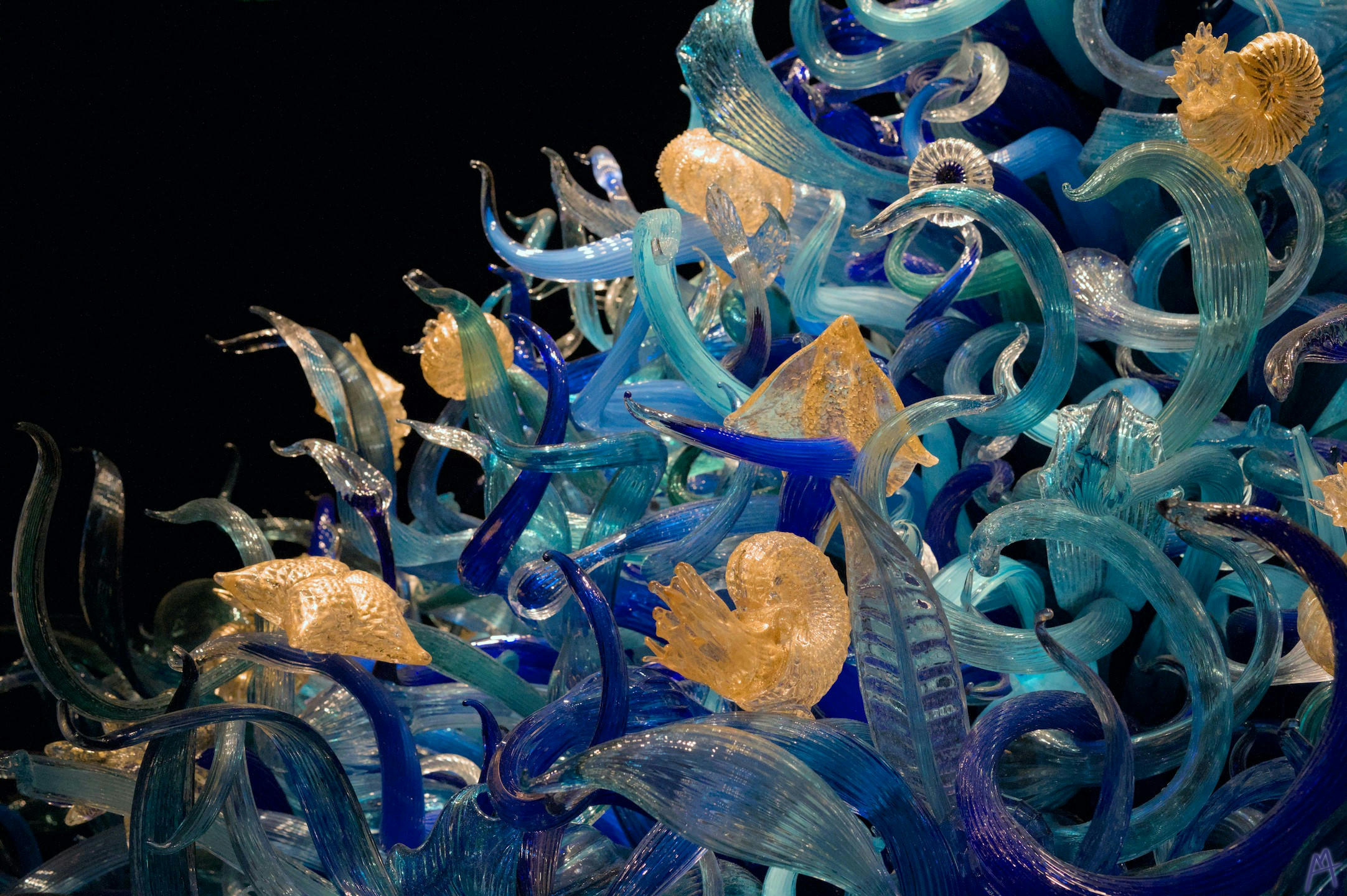 Large blue nautical glass sculpture