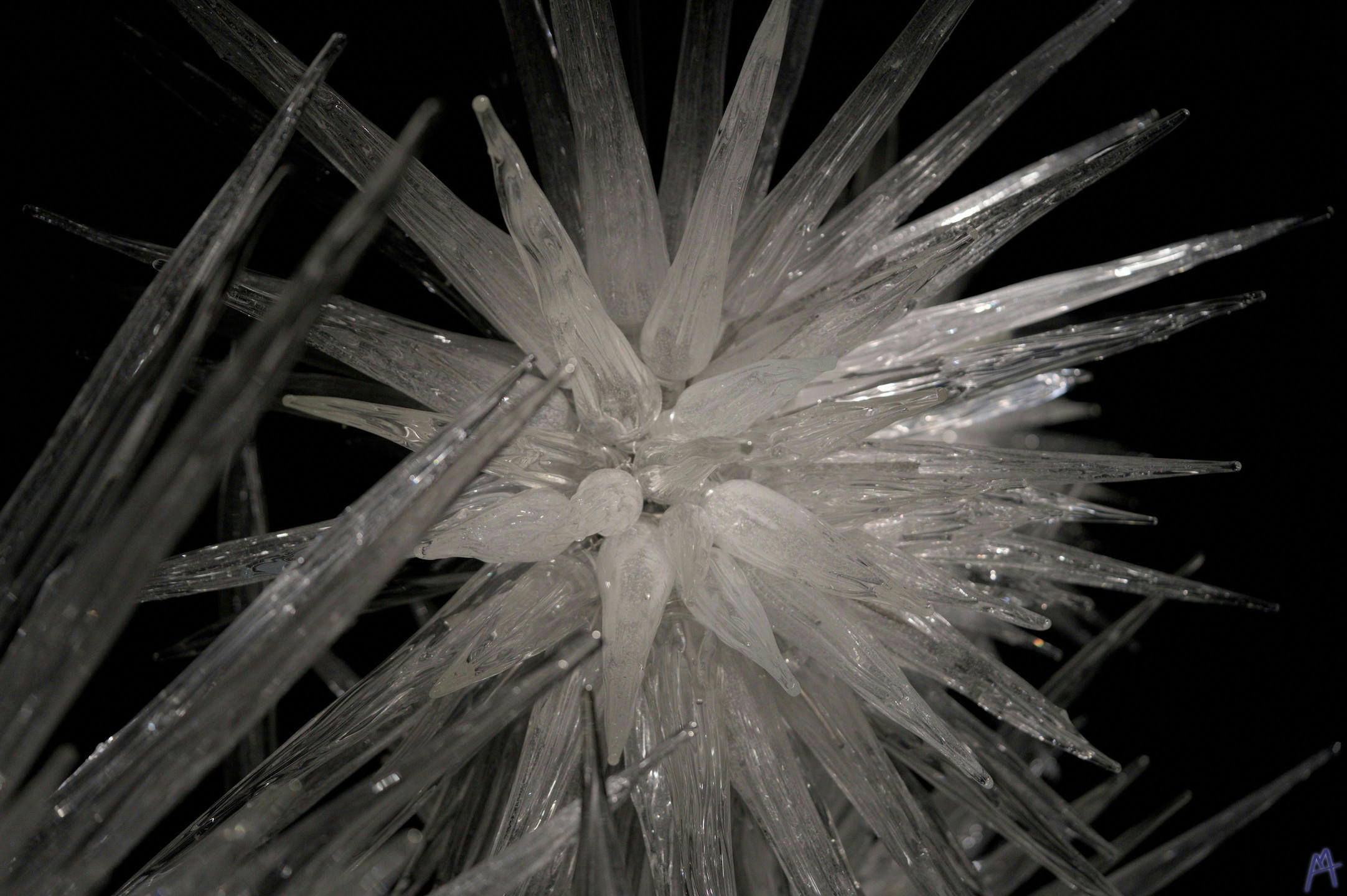 White spiky ball of glass
