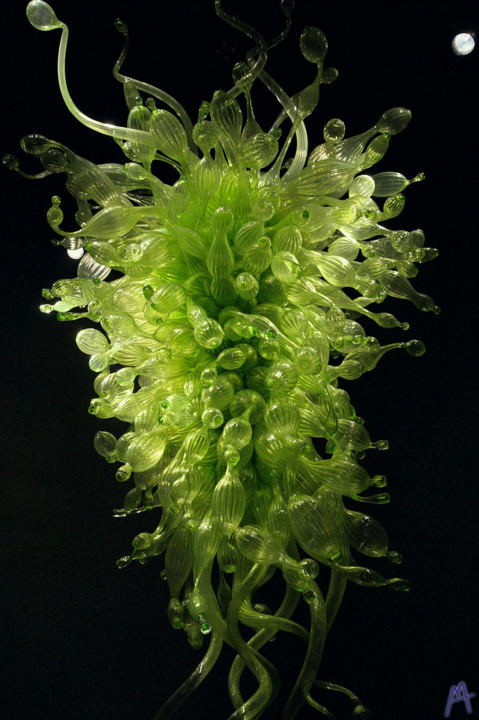 Green handing glass sculpture