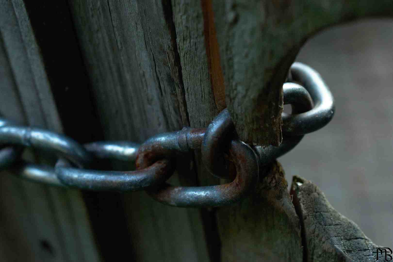 Rusty chain on door