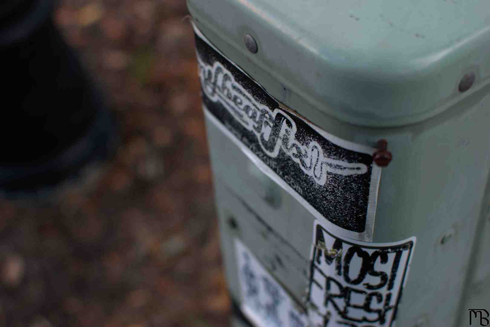 Stickers on pole