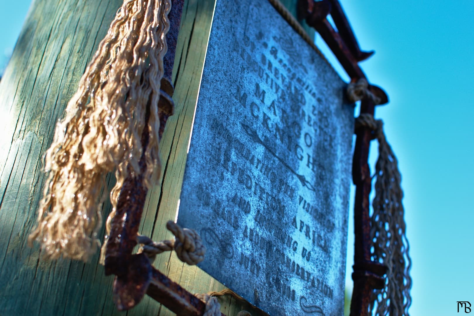 Sign on bridge